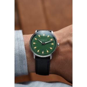 Montre EGOR verte - Bracelet cuir noir S01-EG08-MO01