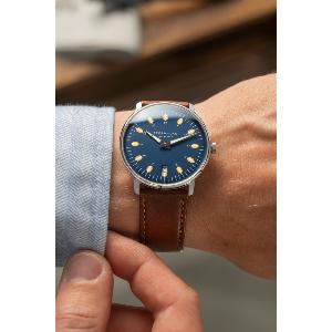 Montre EGOR bleue - Bracelet cuir brun S01-EG06-MO02