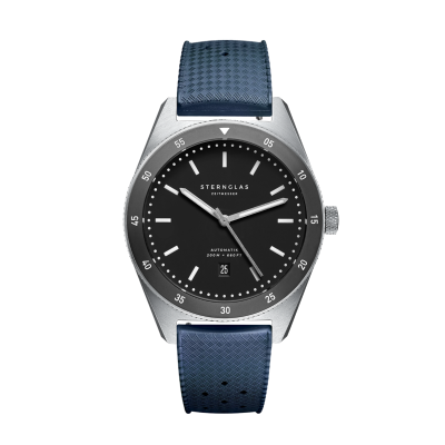 Montre MARUS AUTOMATIQUE noir-argent - Bracelet rubber bleu S02-MA03-KA05