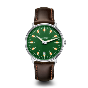 Montre EGOR verte - Bracelet cuir brun S01-EG08-BR03