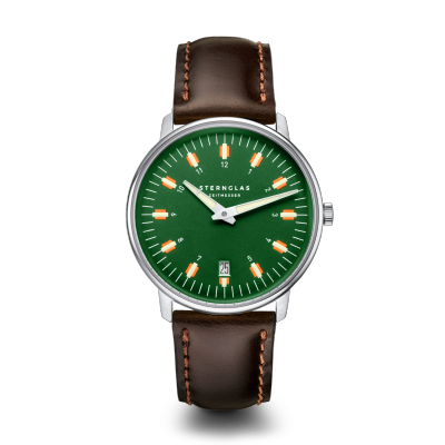 Montre EGOR verte - Bracelet cuir brun S01-EG08-BR03