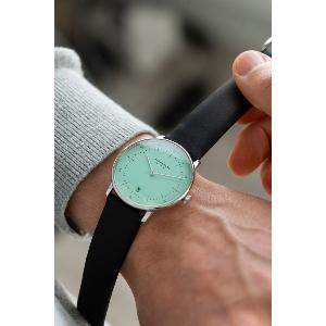 Montre NAOS turquoise - Bracelet cuir noir S01-NA37-PR07