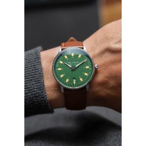 Montre EGOR verte - Bracelet cuir brun S01-EG08-MO02