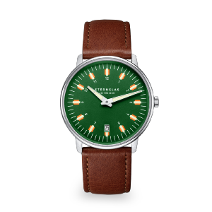 Montre EGOR verte - Bracelet cuir brun S01-EG08-MO02