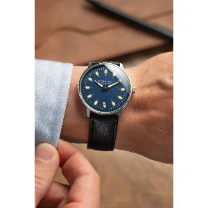 Montre EGOR bleue - Bracelet cuir noir S01-EG06-MO01