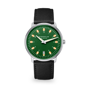 Montre EGOR verte - Bracelet cuir noir S01-EG08-MO01